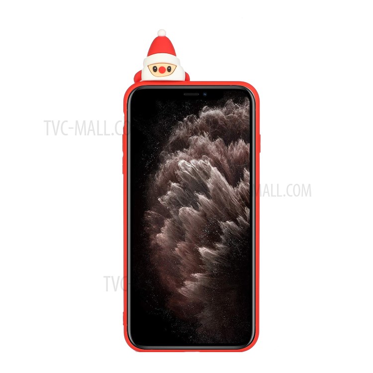 Thème De Noël Theme 3D Decor Pattern Impression TPU Téléphone Coque Coque Pour IPhone X / XS - Nez Rouge Santa Et Moose-3