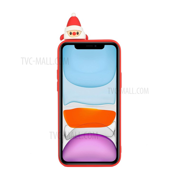 Weihnachtsthema Muster Druck + 3D Puppendekor TPU Telefon Abdeckung Hülle Für Iphone 11 6.1-Zoll - Rote Nase Santa Und Elch 发图-3