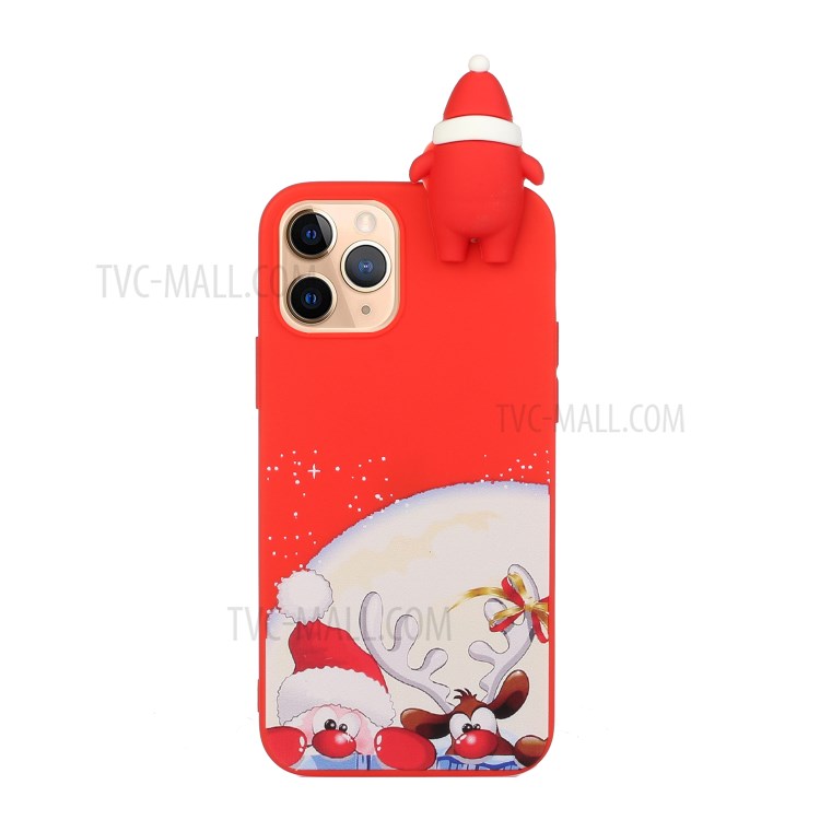 Tema De Navidad Decoración De Muñecas 3D TPU Funda Para Teléfono Para IPhone 11 Pro Max - Nariz Roja Santa Y Alce-2