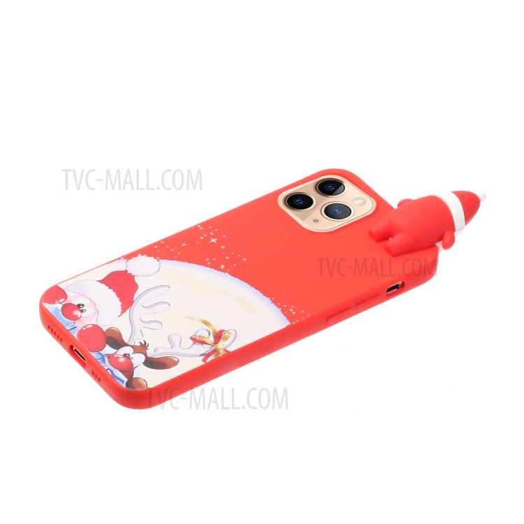 Tema De Navidad Decoración De Muñecas 3D TPU Funda Para Teléfono Para IPhone 11 Pro Max - Nariz Roja Santa Y Alce-4