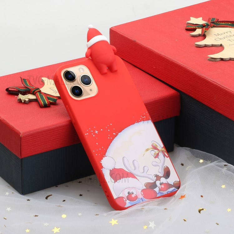 Tema De Navidad Decoración De Muñecas 3D TPU Funda Para Teléfono Para IPhone 11 Pro Max - Nariz Roja Santa Y Alce-5
