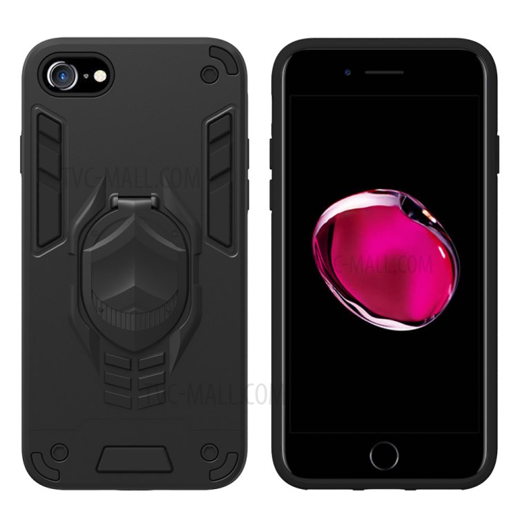Shock Absorption PC + TPU Dual Layer Phone Cover Case Kickstand for iPhone 7/8/SE (2nd Generation) - Black-2