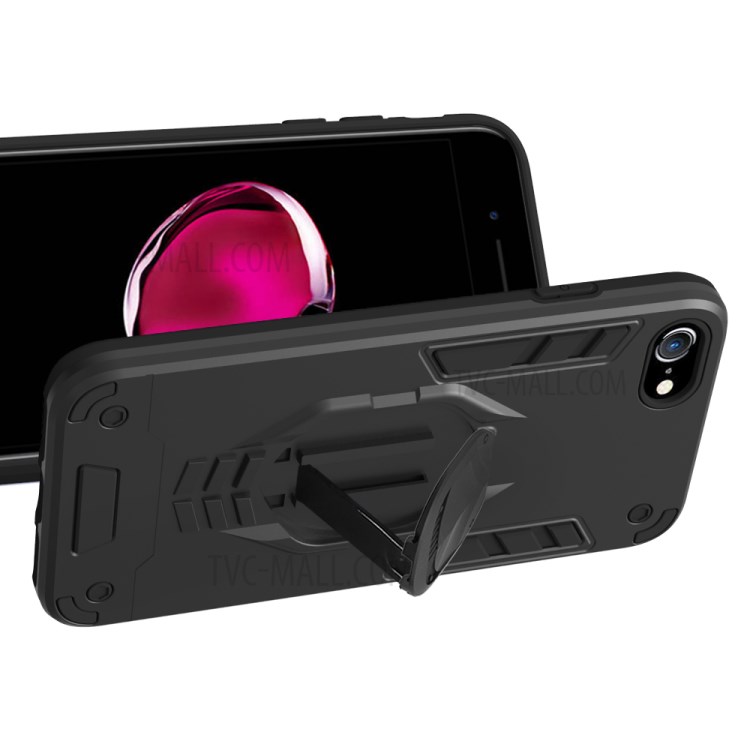 Shock Absorption PC + TPU Dual Layer Phone Cover Case Kickstand for iPhone 7/8/SE (2nd Generation) - Black-3