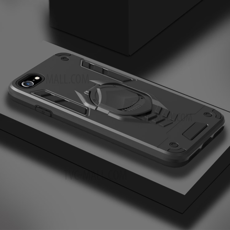 Shock Absorption PC + TPU Dual Layer Phone Cover Case Kickstand for iPhone 7/8/SE (2nd Generation) - Black-4
