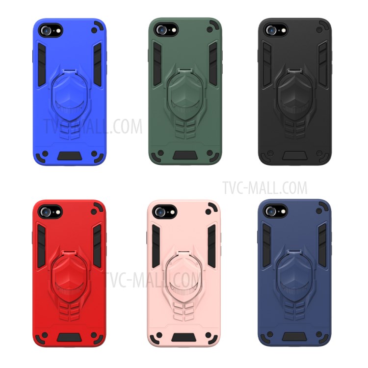 Shock Absorption PC + TPU Dual Layer Phone Cover Case Kickstand for iPhone 7/8/SE (2nd Generation) - Black-6