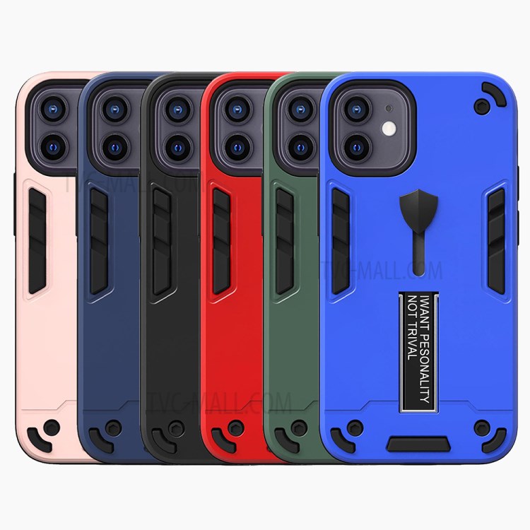PC + TPU + Metal Invisible Kickstand 2-in-1 Phone Cover Case for iPhone 12 mini - Black-5