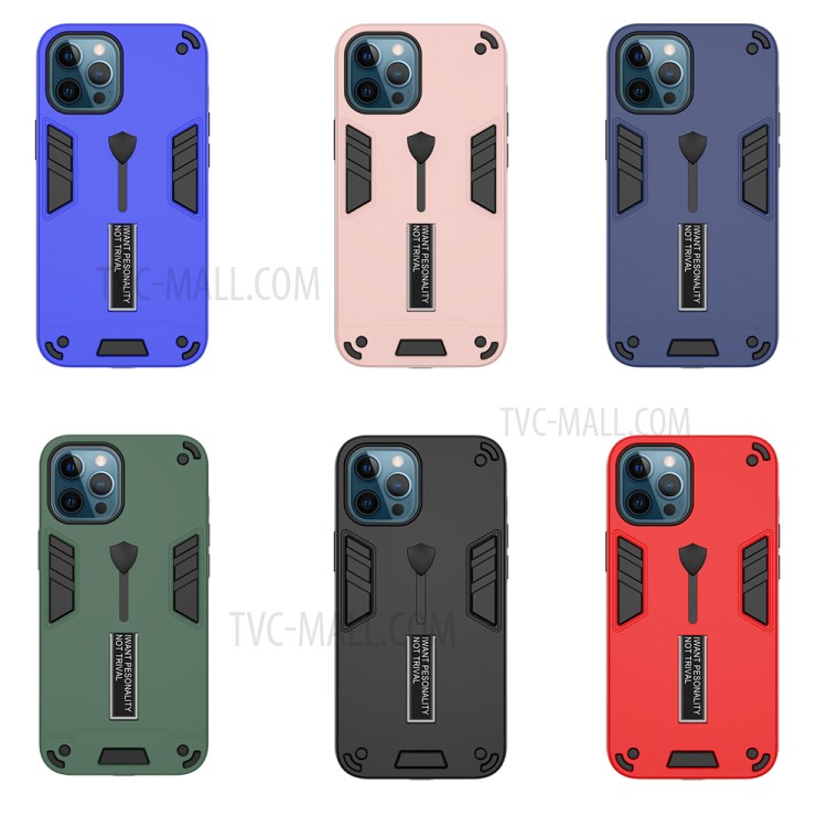2 En 1 PC + TPU + Funda De Cubierta De Teléfono De Metal Con Asteroide Oculto Para IPhone 12 Pro Max - Negro-5