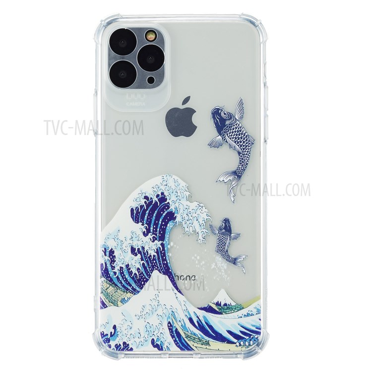 Four Corners Shockproof Pattern Printing TPU Shell for iPhone 12 Pro - Sea Wave-1