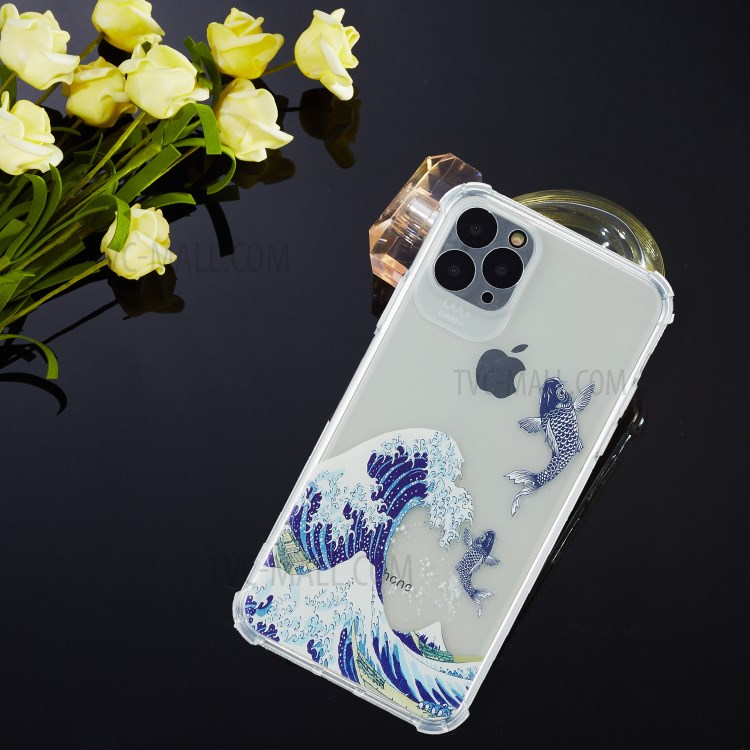 Four Corners Shockproof Pattern Printing TPU Shell for iPhone 12 Pro - Sea Wave-2