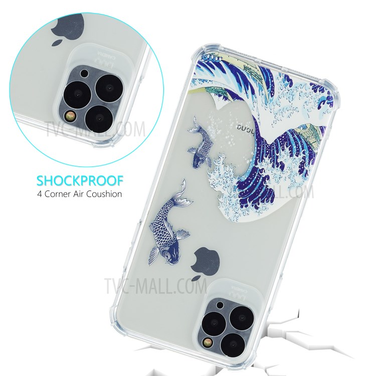 Four Corners Shockproof Pattern Printing TPU Shell for iPhone 12 Pro - Sea Wave-3