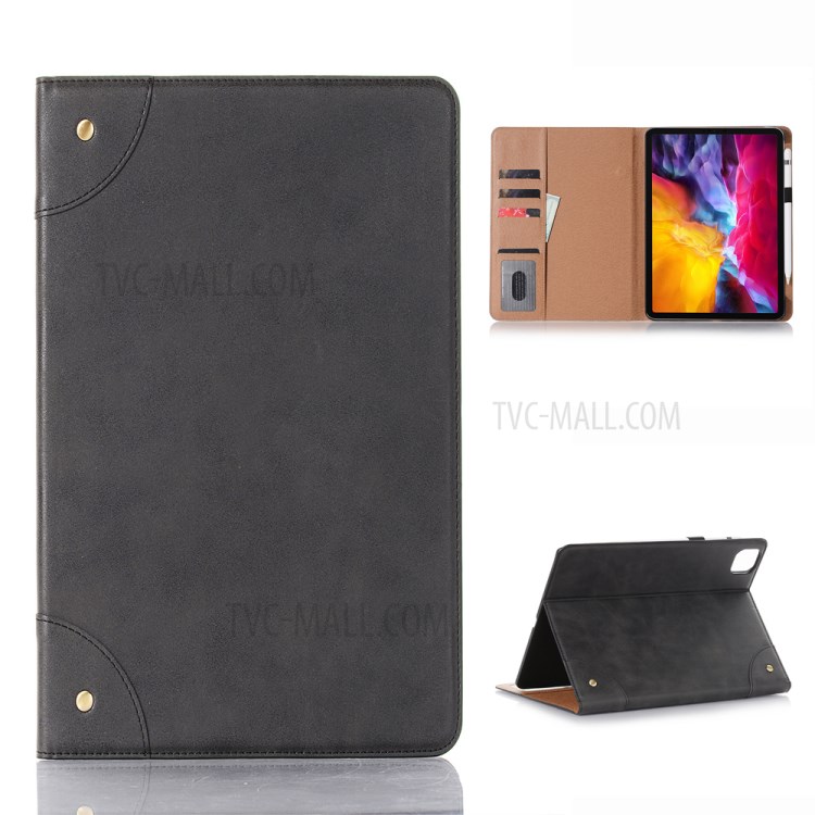 Retro Style Sleep/Wake Up Function Folio Flip Leather Cover Case for iPad Pro 11-inch (2018)/(2020)/Air (2020) - Black-1