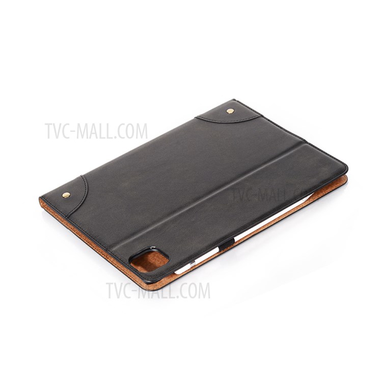 Retro Style Sleep/Wake Up Function Folio Flip Leather Cover Case for iPad Pro 11-inch (2018)/(2020)/Air (2020) - Black-7