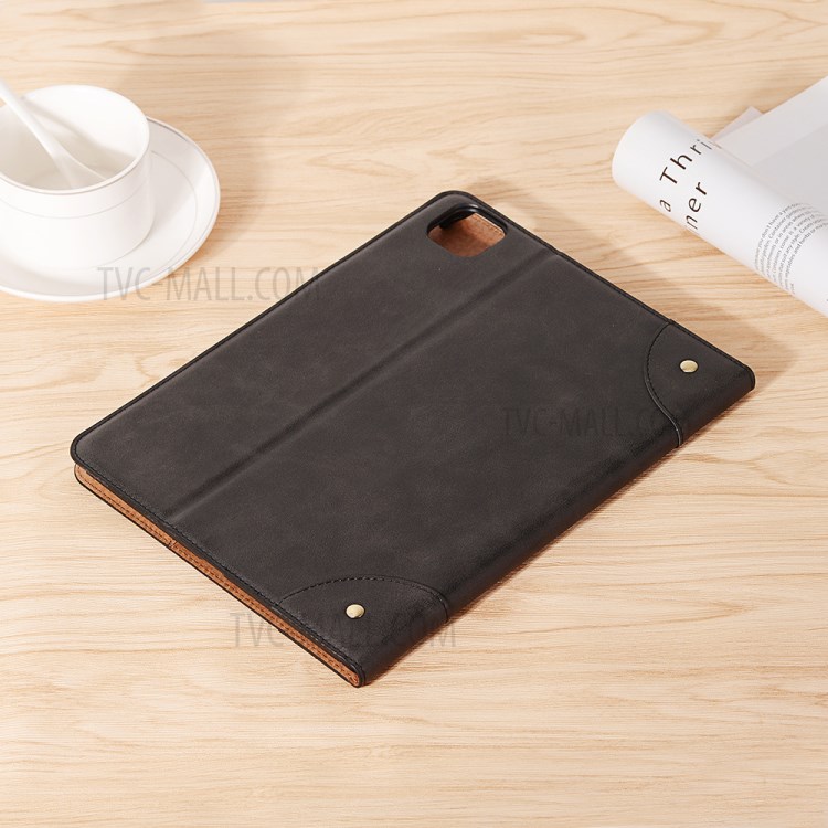 Retro Style Sleep/Wake Up Function Folio Flip Leather Cover Case for iPad Pro 11-inch (2018)/(2020)/Air (2020) - Black-9