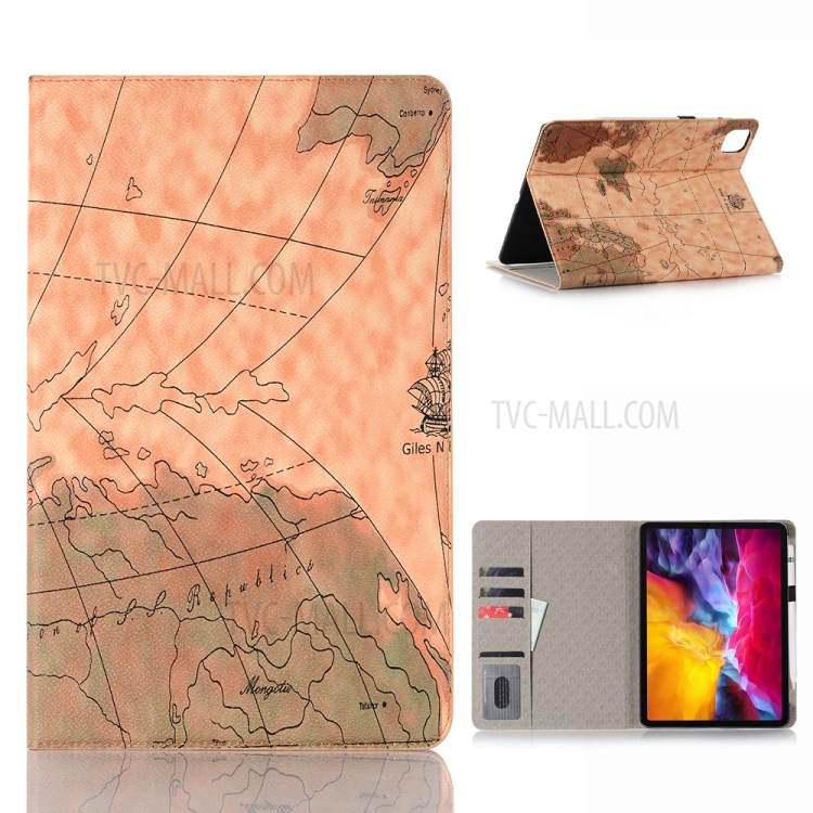 Mapa Náutico Padrão Dormir / Despertar Capa De Função De Função Para Ipad Pro 11 Polegadas (2018) / (2020) / Ar (2020) - Castanho-1