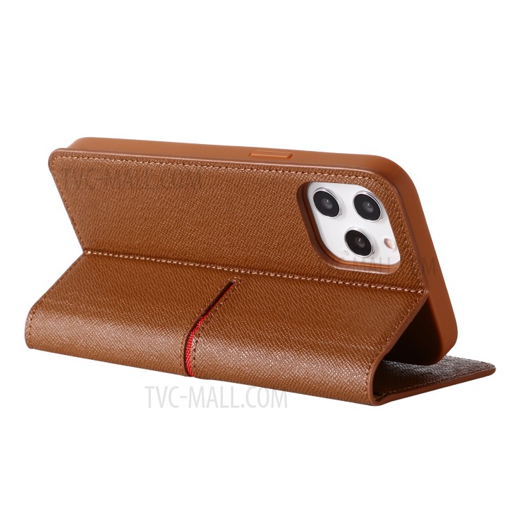 GEBEI Yaqi Genuine Leather Series Wallet and Stand Case for iPhone 12 Pro Max - Brown-4