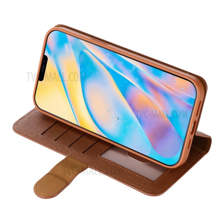 GEBEI Yaqi Genuine Leather Series Wallet and Stand Case for iPhone 12 Pro Max - Brown-5