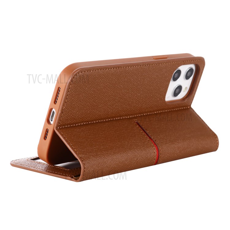 GEBEI Yaqi Genuine Leather Series Wallet and Stand Case for iPhone 12 Pro Max - Brown-6
