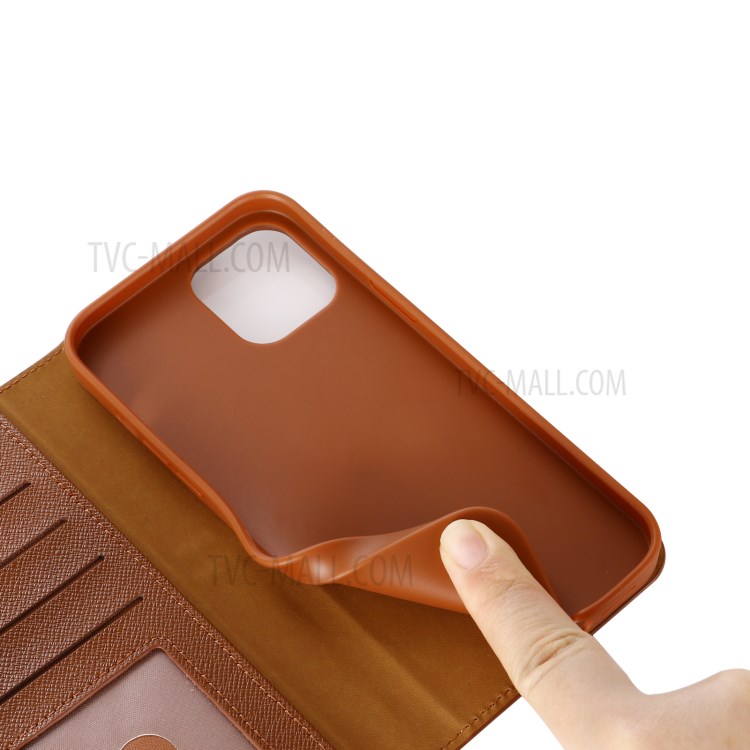 GEBEI Yaqi Genuine Leather Series Wallet and Stand Case for iPhone 12 Pro Max - Brown-9