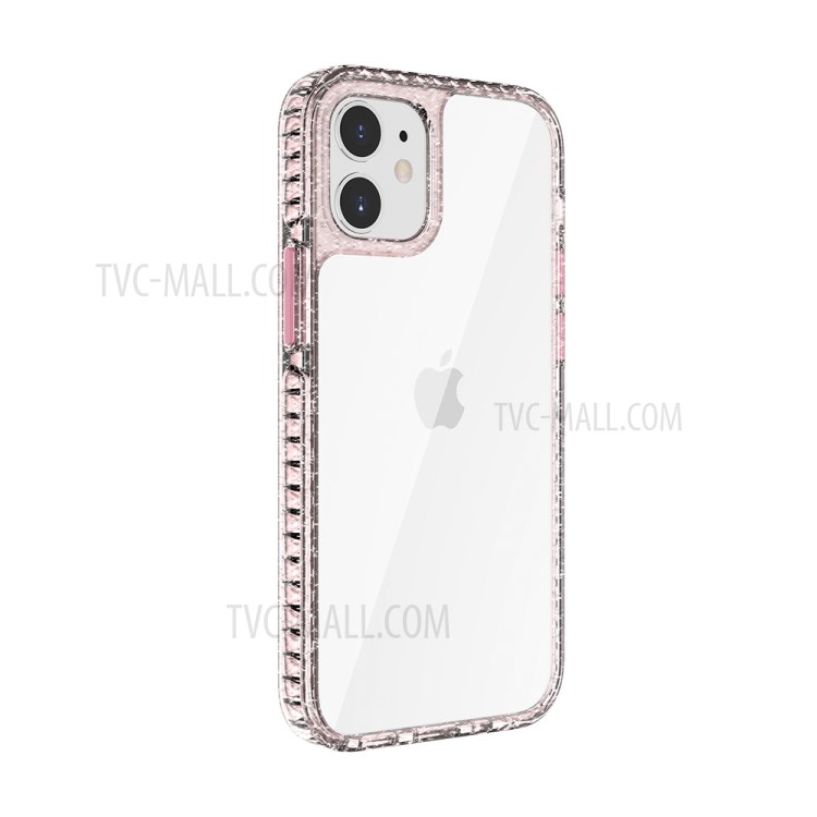 Anti-Drop + Shock Absorption Transparent Hybrid Phone Shell Case for iPhone 12 mini - Pink-1