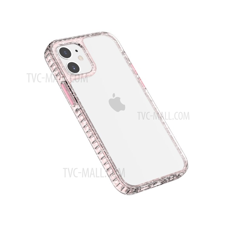Anti-Drop + Shock Absorption Transparent Hybrid Phone Shell Case for iPhone 12 mini - Pink-6