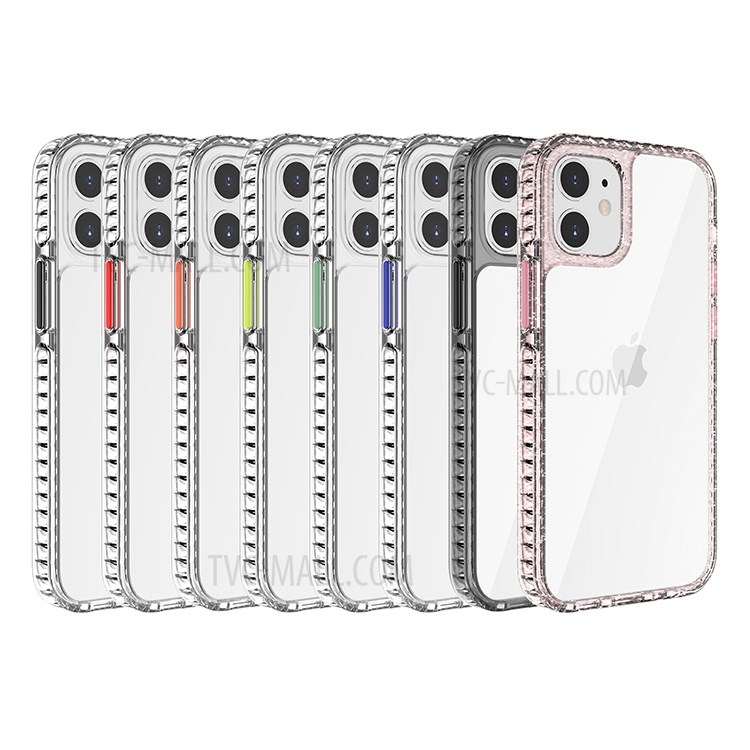 Anti-Drop + Shock Absorption Transparent Hybrid Phone Shell Case for iPhone 12 mini - Pink-7