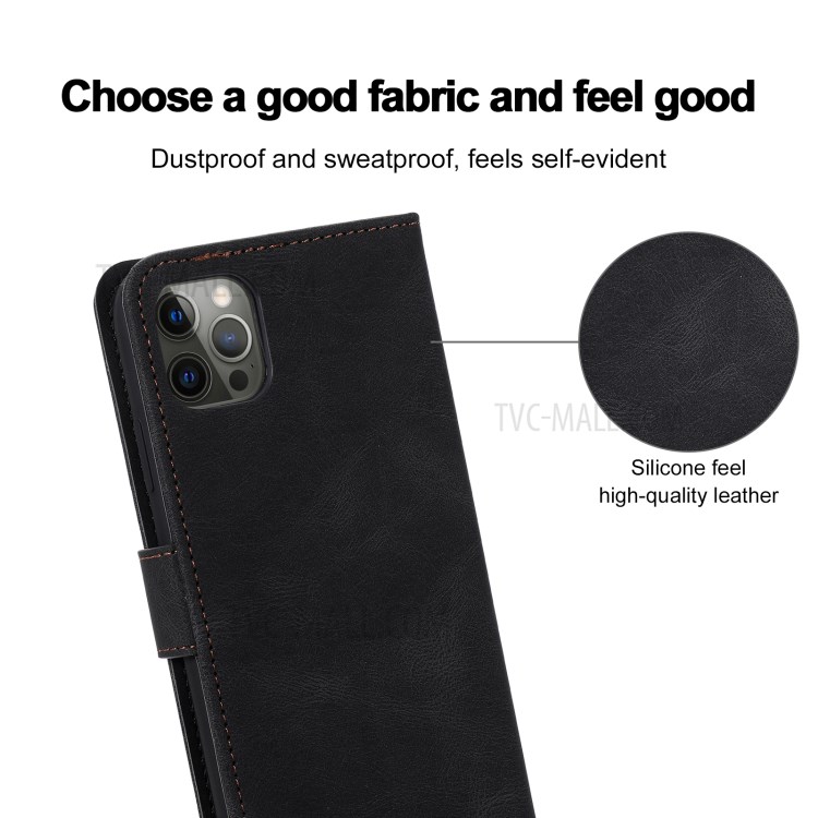 Splicing Skin-touch Wallet Stand Leather Case for iPhone 12 Pro Max - Black-11