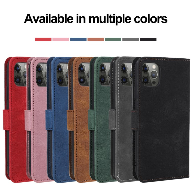 Splicing Skin-touch Wallet Stand Leather Case for iPhone 12 Pro Max - Black-14