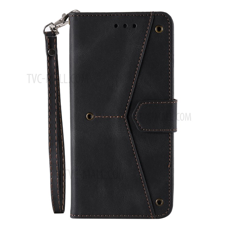 Splicing Skin-touch Wallet Stand Leather Case for iPhone 12 Pro Max - Black-3