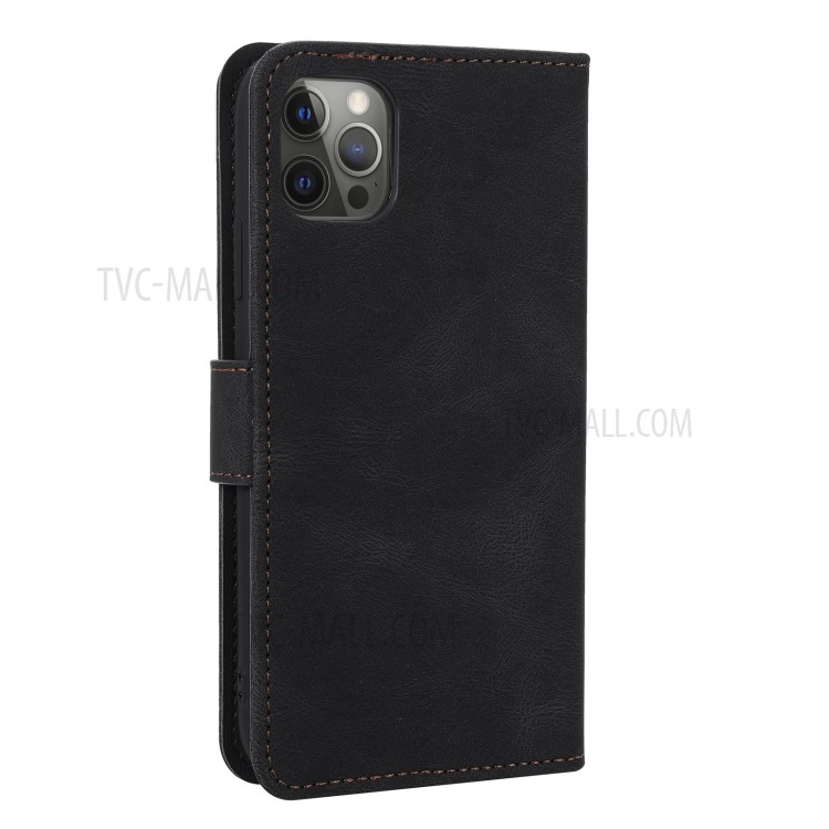 Splicing Skin-touch Wallet Stand Leather Case for iPhone 12 Pro Max - Black-5