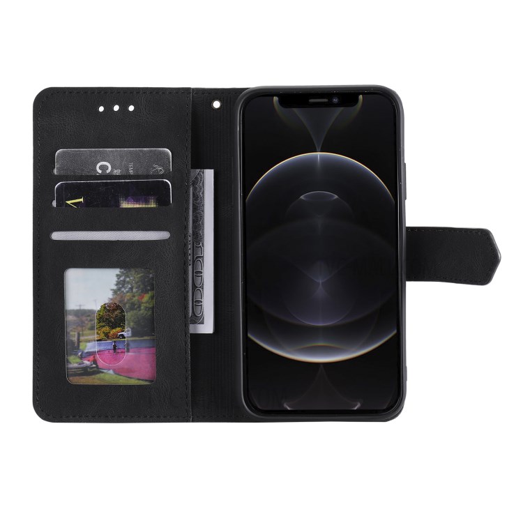 Splicing Skin-touch Wallet Stand Leather Case for iPhone 12 Pro Max - Black-6
