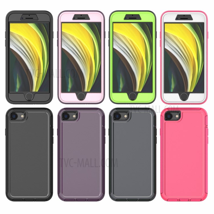 TPU + PC Hybrid Phone Cover Case with Screen Protector Film for iPhone 7/8/SE (2nd Generation) - Black-10