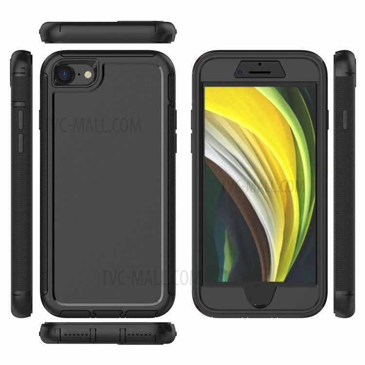 TPU + PC Hybrid Phone Cover Case with Screen Protector Film for iPhone 7/8/SE (2nd Generation) - Black-7