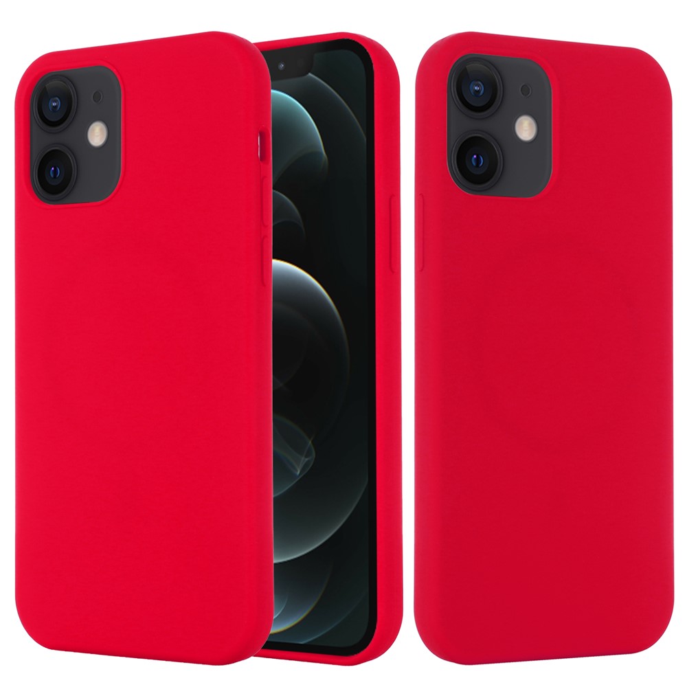 Magnetic Absorption Liquid Silicone Cell Phone Cover [Support Wireless Charge] for iPhone 12 mini Compatible with MagSafe - Red