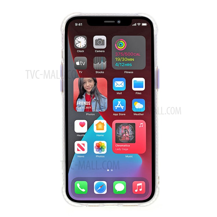 Smile Pattern Printing Drop-Proof Acrylic + TPU Phone Case for iPhone 12 Pro / iPhone 12 - Purple-3