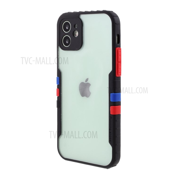Hybrid Soft TPU Bumper + Hard Acylic Back Shell Sports Style Phone Cover Case for iPhone 12 - Black-2