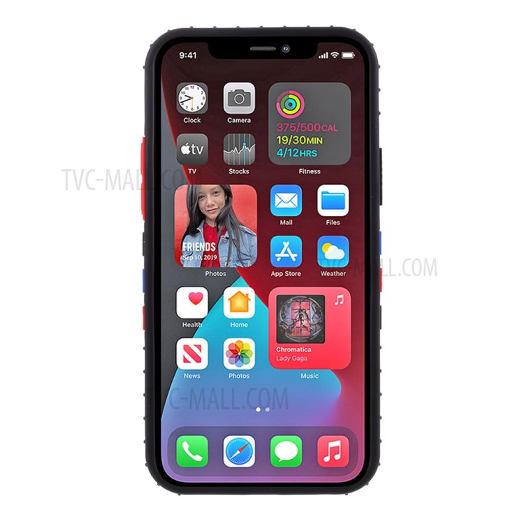 Hybrid Soft TPU Bumper + Hard Acylic Back Shell Sports Style Phone Cover Case for iPhone 12 - Black-3