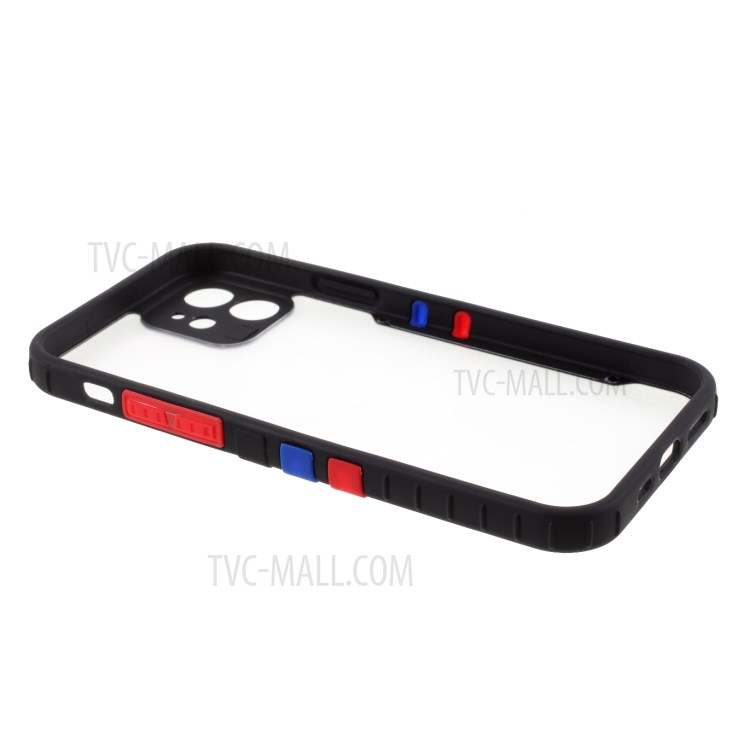 Hybrid Soft TPU Bumper + Hard Acylic Back Shell Sports Style Phone Cover Case for iPhone 12 - Black-6