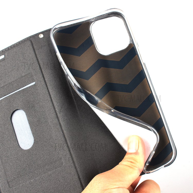 Lederkartensteckplatz Stand Telefonkasten Mit Lanyard Für IPhone 12 Pro Max - Schwarz-10