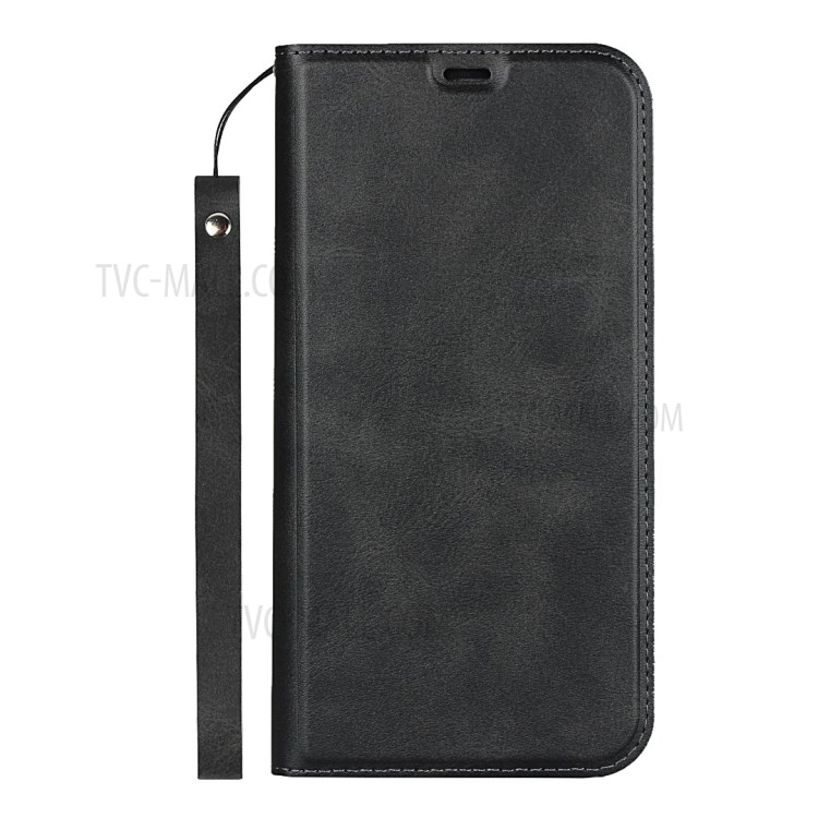 Lederkartensteckplatz Stand Telefonkasten Mit Lanyard Für IPhone 12 Pro Max - Schwarz-2