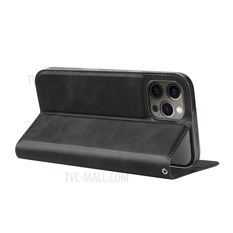 Lederkartensteckplatz Stand Telefonkasten Mit Lanyard Für IPhone 12 Pro Max - Schwarz-6
