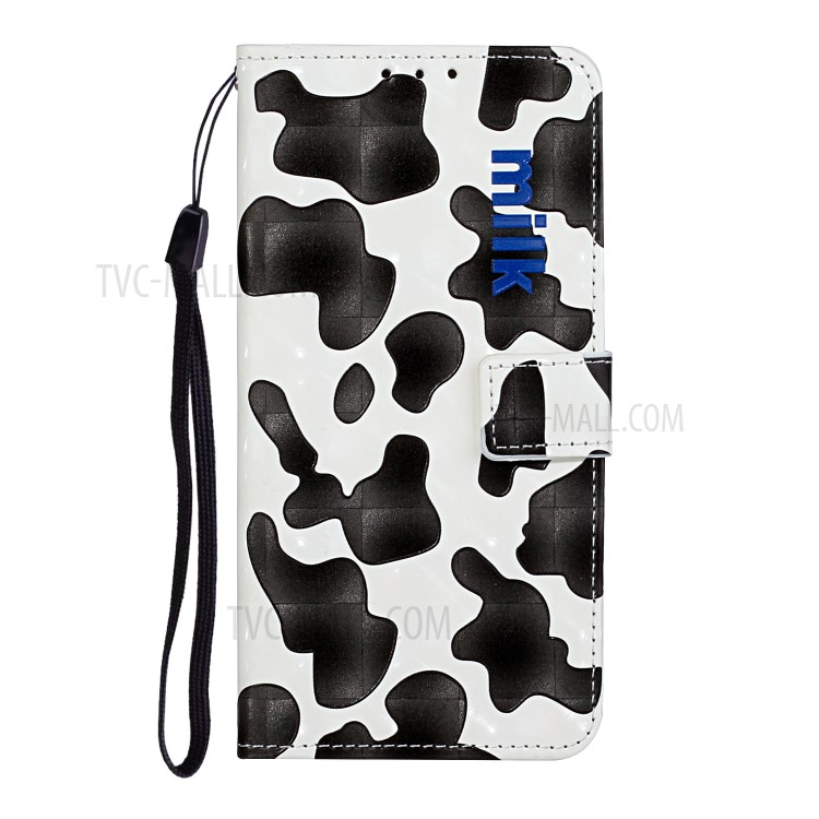 Pattern Printing Leather Protector with Adjustable Lanyard for iPhone 12 Pro Max Stand Case - Black/White-2
