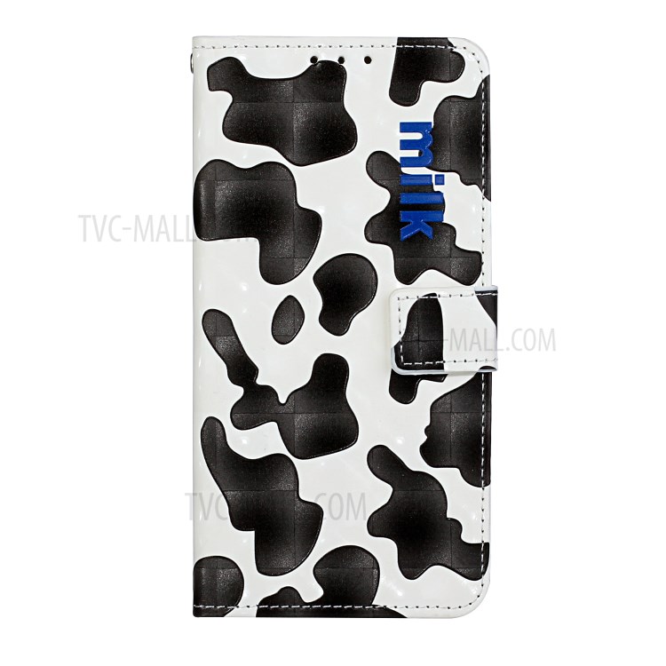 Pattern Printing Leather Protector with Adjustable Lanyard for iPhone 12 Pro Max Stand Case - Black/White-3