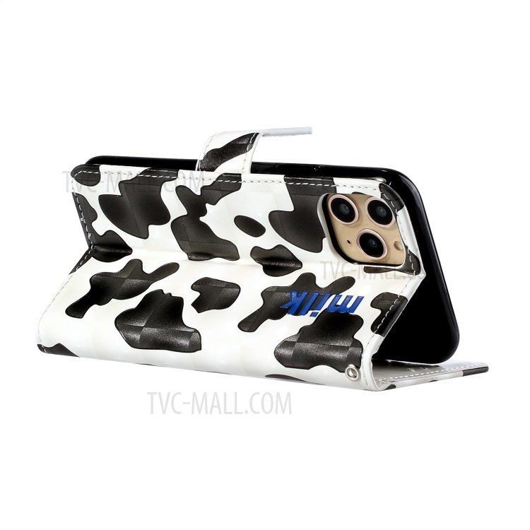 Pattern Printing Leather Protector with Adjustable Lanyard for iPhone 12 Pro Max Stand Case - Black/White-5