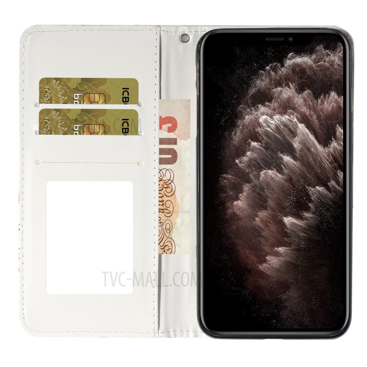 Pattern Printing Leather Protector with Adjustable Lanyard for iPhone 12 Pro Max Stand Case - Black/White-8