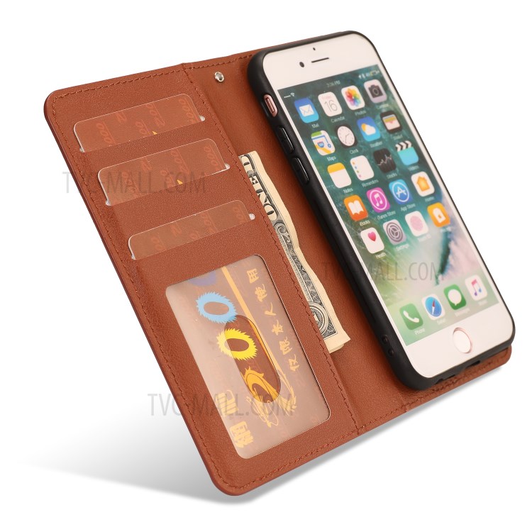 PU-Lederwallet-Handy-Regalabdeckung Mit Abnehmbarem Innerem TPU-Fall Für IPhone SE (2. Generation) / 7/8 - Braun-3