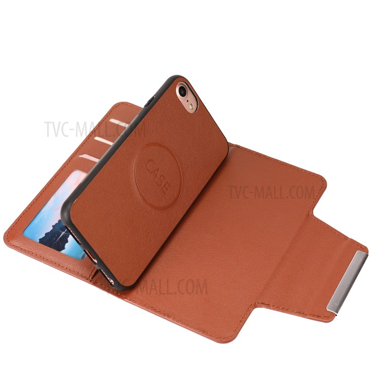 PU-Lederwallet-Handy-Regalabdeckung Mit Abnehmbarem Innerem TPU-Fall Für IPhone SE (2. Generation) / 7/8 - Braun-4
