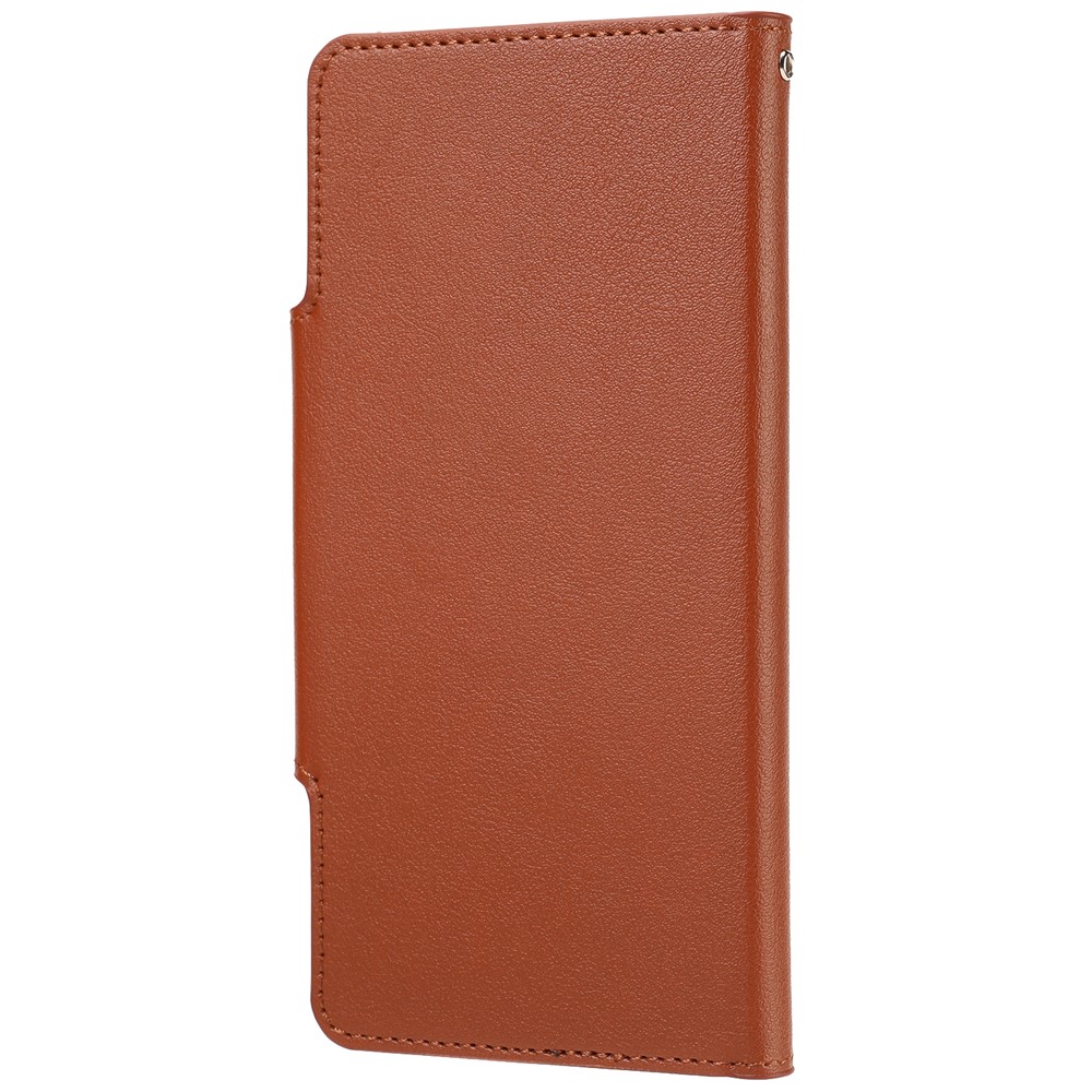 PU Leather Wallet Cell Phone Shelf Cover with Detachable Inner TPU Case for iPhone 12 Pro / iPhone 12 - Brown-2