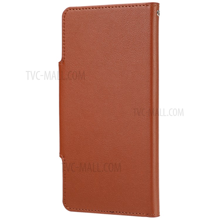 PU Leather Wallet Cell Phone Shelf Cover with Detachable Inner TPU Case for iPhone 12 Pro Max - Brown-2