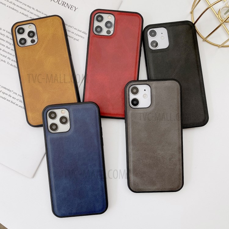 PU Leather + TPU Phone Back Case for iPhone 12 Pro Max - Black-3