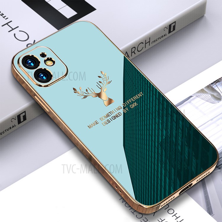 GKK Plated TPU+Glass Hybrid Phone Case for iPhone 12 - Green-1